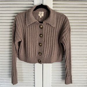 Hippie Rose Taupe Button-Up Cardigan